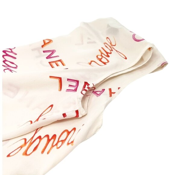 CHANEL Vintage CC Mark Logo Rouge Tank Top Cream Pink Orange Silk [105089] - Picture 8 of 11